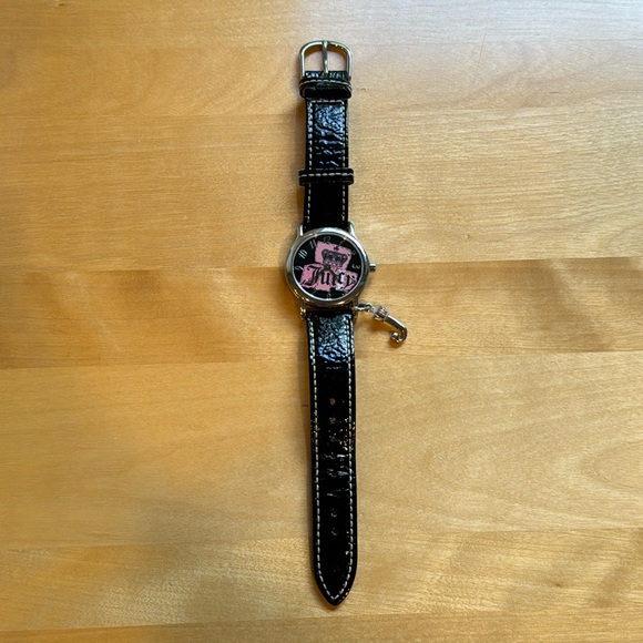💖🖤Juicy couture leather & stainless steel black watch, pink face! Like new! - Picture 3 of 11